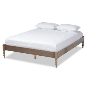 Cielle French Bohemian Weathered Grey Oak Finished Wood Full Size Platform Bed Frame