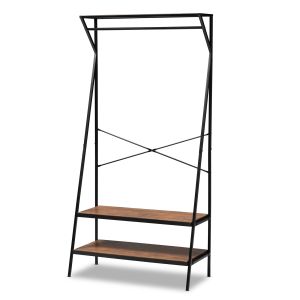 Laima Vintage Rustic Industrial Distressed Wood and Black Metal Finished Entryway Coat Hanger