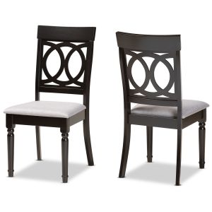 Lucie Modern and Contemporary Grey Fabric Upholstered and Espresso Brown Finished Wood 2-Piece Dining Chair Set