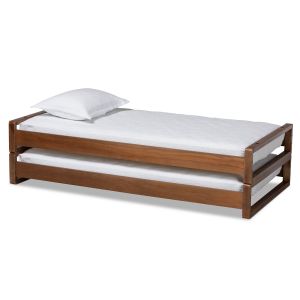 Klara Modern and Contemporary Walnut Finished Wood Expandable Twin Size to King Size Bed Frame