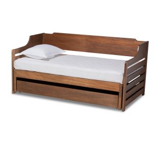 Jameson Modern and Transitional Walnut Brown Finished Expandable Twin Size to King Size Daybed with Storage Drawer