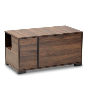 Connor Modern and Contemporary Walnut Brown Finished 2-Door Cat Litter Box Cover House