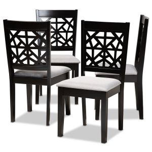 Jackson Modern and Contemporary Grey Fabric Upholstered and Espresso Brown Finished Wood 4-Piece Dining Chair Set