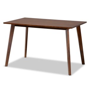 Britte Mid-Century Modern Transitional Walnut Brown Finished Rectangular Wood Dining Table 