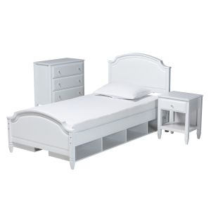 Elise Classic and Transitional White Finished Wood Twin Size 3-Piece Bedroom Set