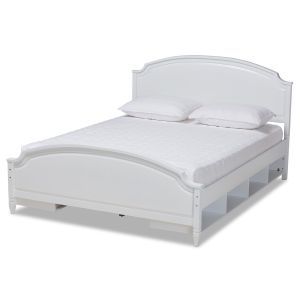 Elise Classic and Traditional Transitional White Finished Wood Full Size Storage Platform Bed