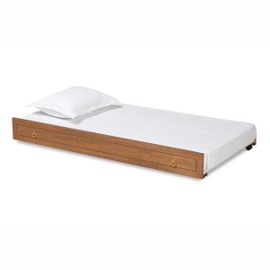 Alya Classic Traditional Farmhouse Walnut Brown Finished Wood Twin Size Trundle