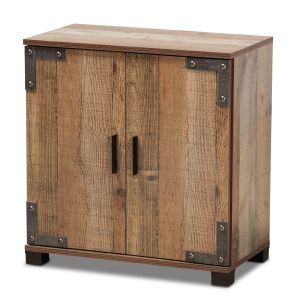 Cyrille Modern and Contemporary Farmhouse Rustic Finished Wood 2-Door Shoe Cabinet