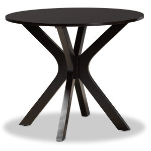Kenji Modern and Contemporary Dark Brown Finished 35-Inch-Wide Round Wood Dining Table