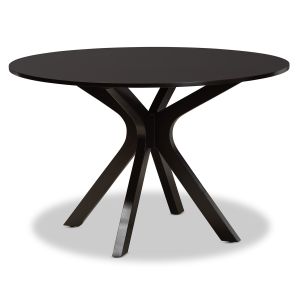 Kenji Modern and Contemporary Dark Brown Finished 48-Inch-Wide Round Wood Dining Table