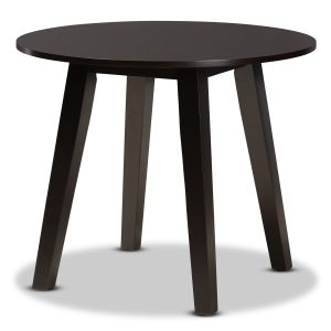 Ela Modern and Contemporary Dark Brown Finished 35-Inch-Wide Round Wood Dining Table