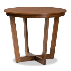 Alayna Modern and Contemporary Walnut Brown Finished 35-Inch-Wide Round Wood Dining Table