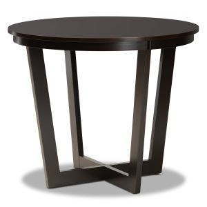 Alayna Modern and Contemporary Dark Brown Finished 35-Inch-Wide Round Wood Dining Table