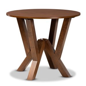 Irene Modern and Contemporary Walnut Brown Finished 35-Inch-Wide Round Wood Dining Table