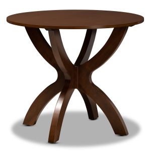 Tilde Modern and Contemporary Walnut Brown Finished 35-Inch-Wide Round Wood Dining Table