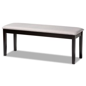 Teresa Modern and Contemporary Transitional Grey Fabric Upholstered and Dark Brown Finished Wood Dining Bench