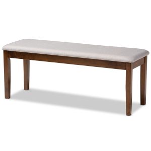 Teresa Modern and Contemporary Transitional Grey Fabric Upholstered and Walnut Brown Finished Wood Dining Bench