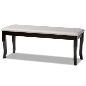 Cornelie Modern and Contemporary Transitional Grey Fabric Upholstered and Dark Brown Finished Wood Dining Bench