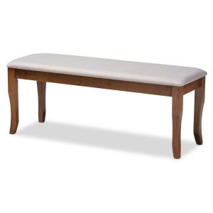 Cornelie Modern and Contemporary Transitional Grey Fabric Upholstered and Walnut Brown Finished Wood Dining Bench