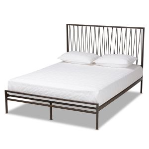Jeanette Modern and Contemporary Black Finished Metal Full Size Platform Bed