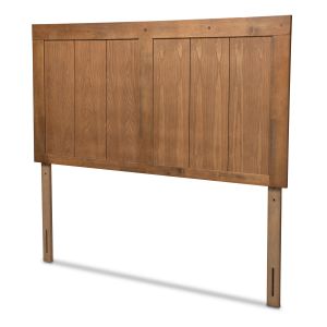 Patwin Modern and Contemporary Transitional Ash Walnut Finished Wood Queen Size Headboard