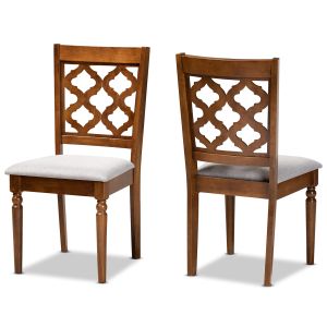 Ramiro Modern and Contemporary Grey Fabric Upholstered and Walnut Brown Finished Wood 2-Piece Dining Chair Set