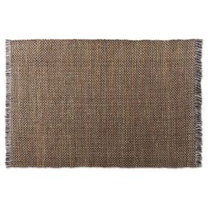 Nurten Modern and Contemporary Orange and Grey Handwoven Hemp Blend Area Rug