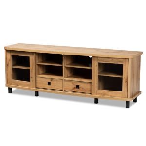 Walda Modern and Contemporary Oak Brown Finished Wood 2-Drawer TV Stand 