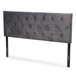 Felix Modern and Contemporary Grey Velvet Fabric Upholstered Queen Size Headboard