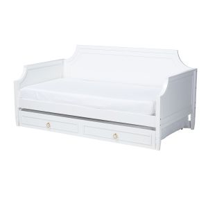 Mariana Classic and Traditional White Finished Wood Full Size Daybed with Twin Size trundle