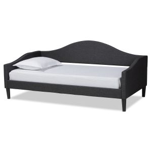 Milligan Modern and Contemporary Charcoal Fabric Upholstered and Dark Brown Finished Wood Twin Size Daybed