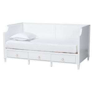 Lowri Classic and Traditional White Finished Wood Twin Size 3-Drawer Daybed