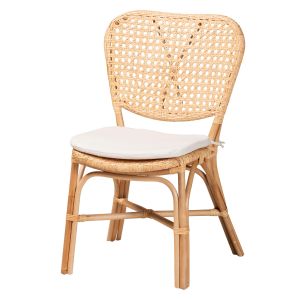 Nadira Modern Bohemian Natural Brown Finished Rattan Dining Chair