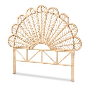 Variel Modern Bohemian Natural Brown Rattan Queen Size Standalone Headboard