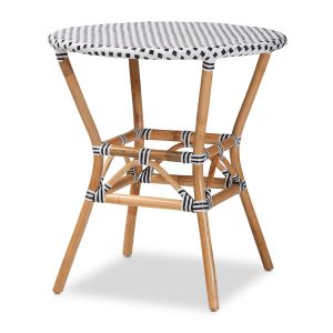 Tavor Classic French Black and White Weaving and Natural Brown Rattan Dining Table