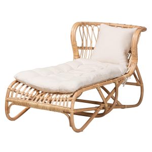 Delara Modern Bohemian Natural Brown Rattan Chaise