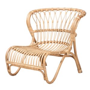 Alaya Modern Bohemian Natural Brown Rattan Accent Chair