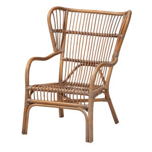 Lamaria Modern Bohmenian Natural Brown Antique Rattan Armchair