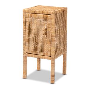 Vivan Modern Bohemian Natural Brown Rattan 1-Door Nightstand