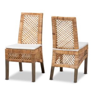 Argos Modern Bohemian  Natural Brown Rattan 2-Piece Dining Chair Set