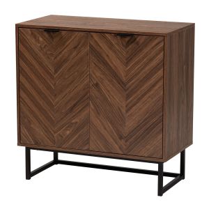 Sadia Modern Walnut Brown Finished Wood Storage Cabinet