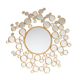Castiel Modern Glam and Luxe Antique Goldleaf Metal Bubble Accent Wall Mirror 