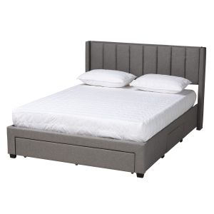 Coronado Mid-Century Modern Transitional Grey Fabric Full Size 3-Drawer Storage Platform Bed