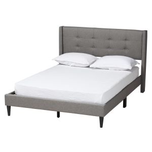 Casol Mid-Century Modern Transitional Grey Fabric Upholstered Full Size Platform Bed