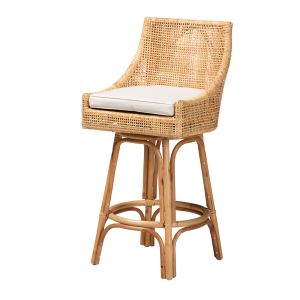 Bella Modern Bohemian Natural Brown Rattan Bar Stool