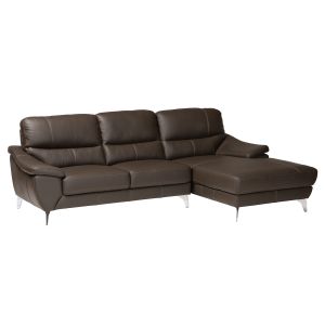 Townsend Modern Brown Full Leather Sectional Sofa with Right Facing Chaise