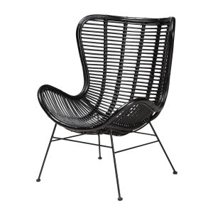Colorado Modern Bohemian Black Rattan and Metal Accent Chair