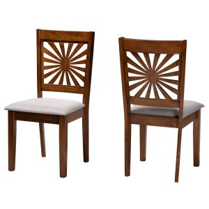 Olympia Modern Grey Fabric and Walnut Brown Finished Wood Dining Chair