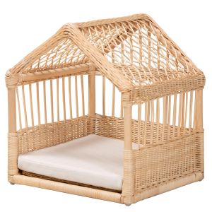 Pieta Modern Bohemian Natural Brown Rattan Pet Bed