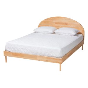 Denton Japandi Natural Brown Finished Wood Queen Size Platform Bed